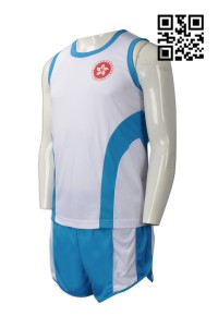 WTV136 自訂休閒運動套裝款式   訂做背心運動套裝款式  羽毛球 隊衫  製造運動套裝款式   運動套裝製衣廠    白色衣服 藍色褲子